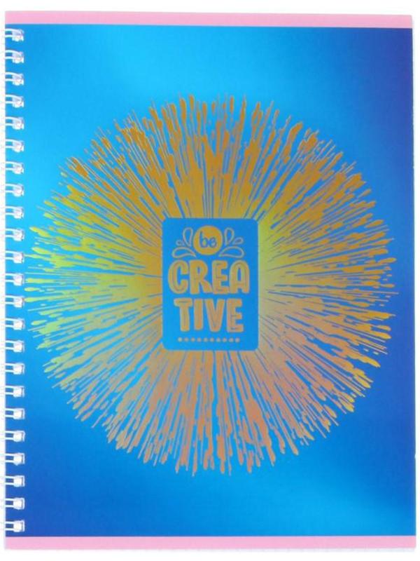 Тетрадь 60 листов в клетку на гребне Be creative, обложка мелованный картон, тиснение фольгой, блок офсет, МИКС