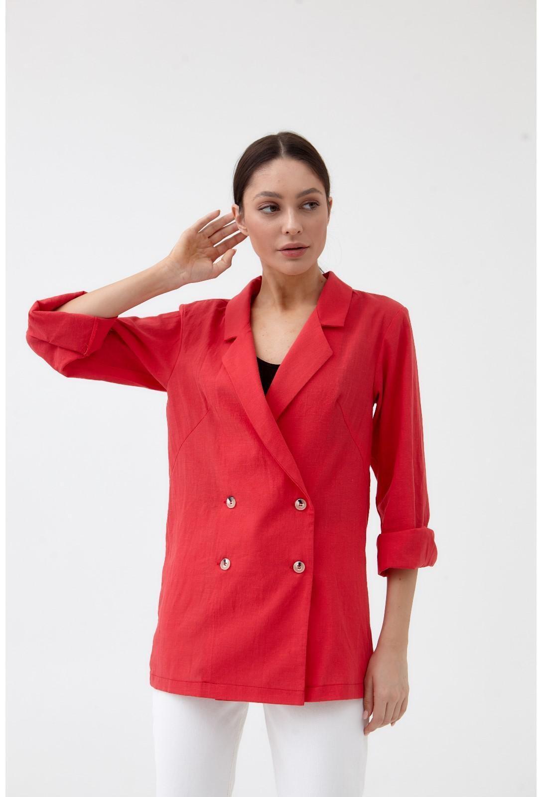 Жакет женский двубортный MIST р. 44, коралловый