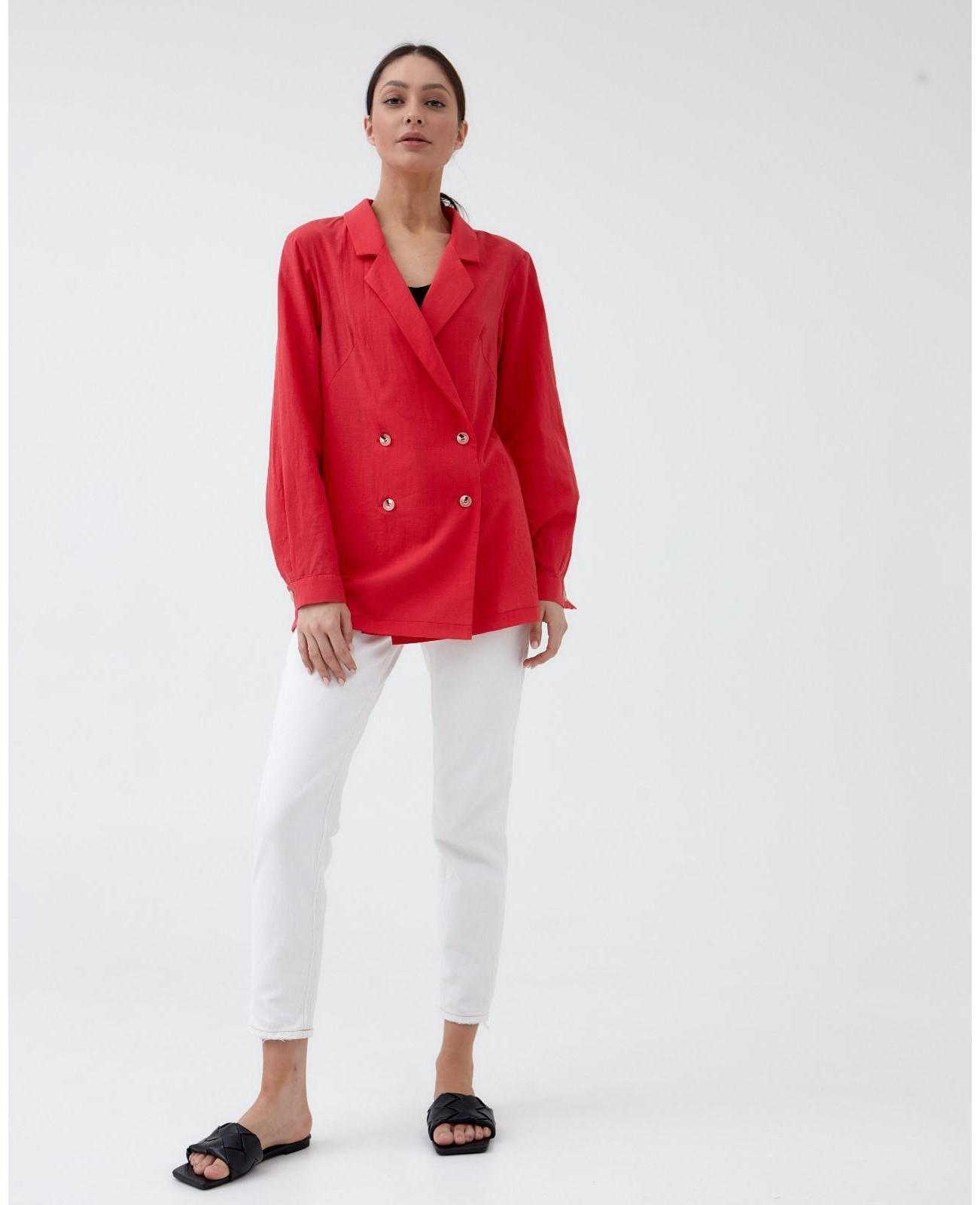 Жакет женский двубортный MIST р. 44, коралловый