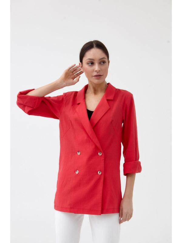 Жакет женский двубортный MIST р. 44, коралловый