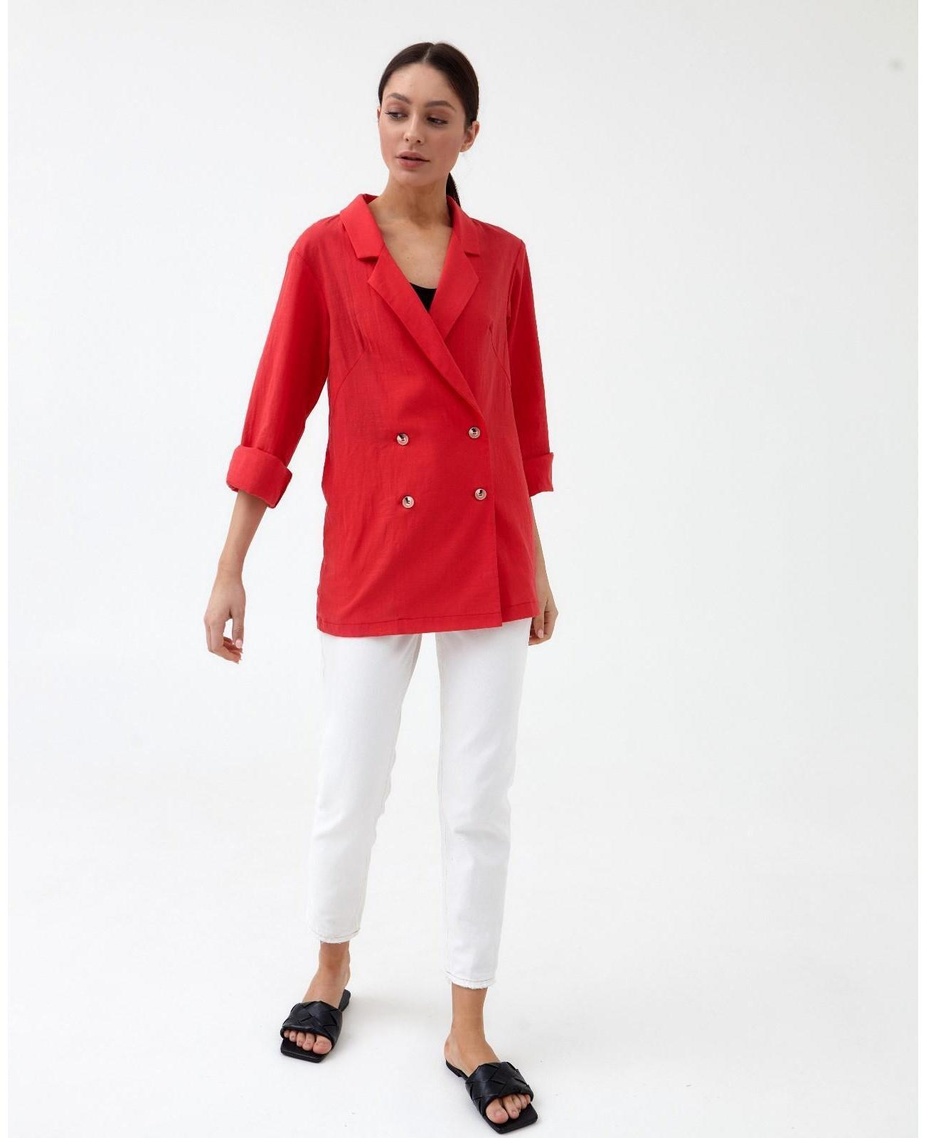 Жакет женский двубортный MIST р. 46, коралловый