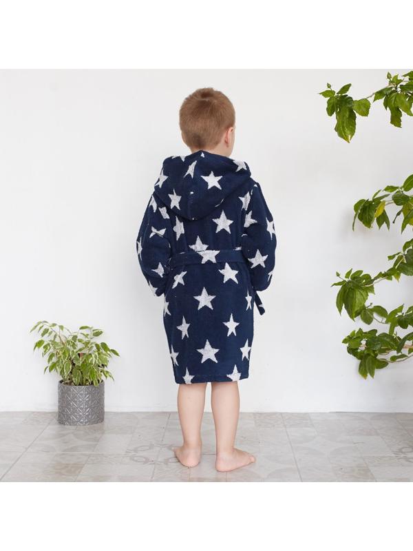 Халат махровый детский Крошка Я «Звездочки» размер 34, цвет синий, 100% хлопок 360 г/м2