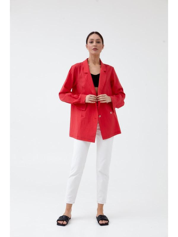 Жакет женский двубортный MIST р. 42, коралловый