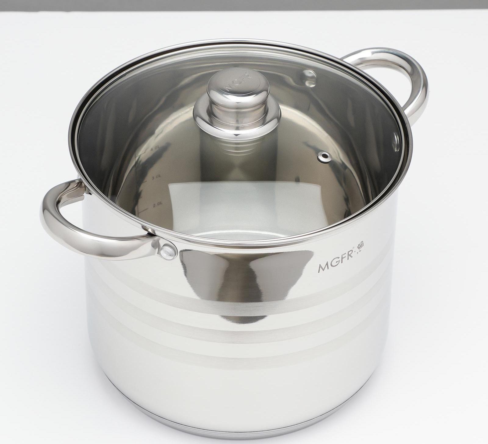 Набор кастрюль из нержавеющей стали «Абель», 4 предмета: 7 л, 9 л, 10 л, 12 л, крышки, индукция