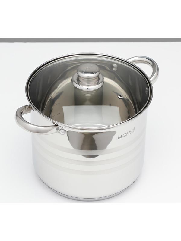 Набор кастрюль из нержавеющей стали «Абель», 4 предмета: 7 л, 9 л, 10 л, 12 л, крышки, индукция