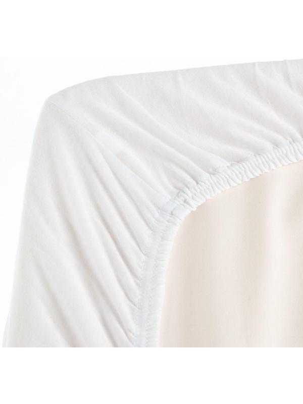 Трикотажная простынь на резинке, размер 90х200х25см, цвет белый кулирка, 120г/м, 100% хлопок