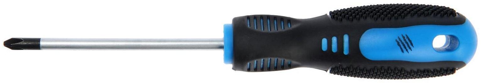 Отвертка крестовая ТУНДРА, CrV, хром, магнит, двухкомпонентная рукоятка, PH2 х 100 мм