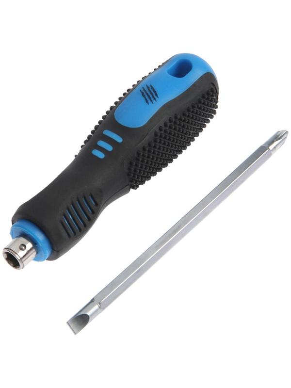 Отвертка комбинированная ТУНДРА, 2 в 1, хром, магнит, 2К рукоятка, PH2/SL6 х 100 мм