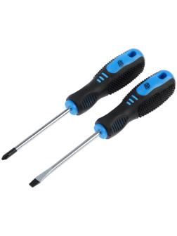 Набор отверток ТУНДРА, CrV, хром, магнит, 2К рукоятки, PH2/SL6 х 100 мм, 2 шт.
