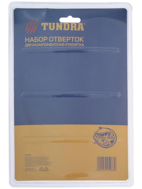 Набор отверток ТУНДРА, CrV, хром, магнит, 2К рукоятки, PH1,PH2,SL5,SL6 х 100 мм, 4 шт.