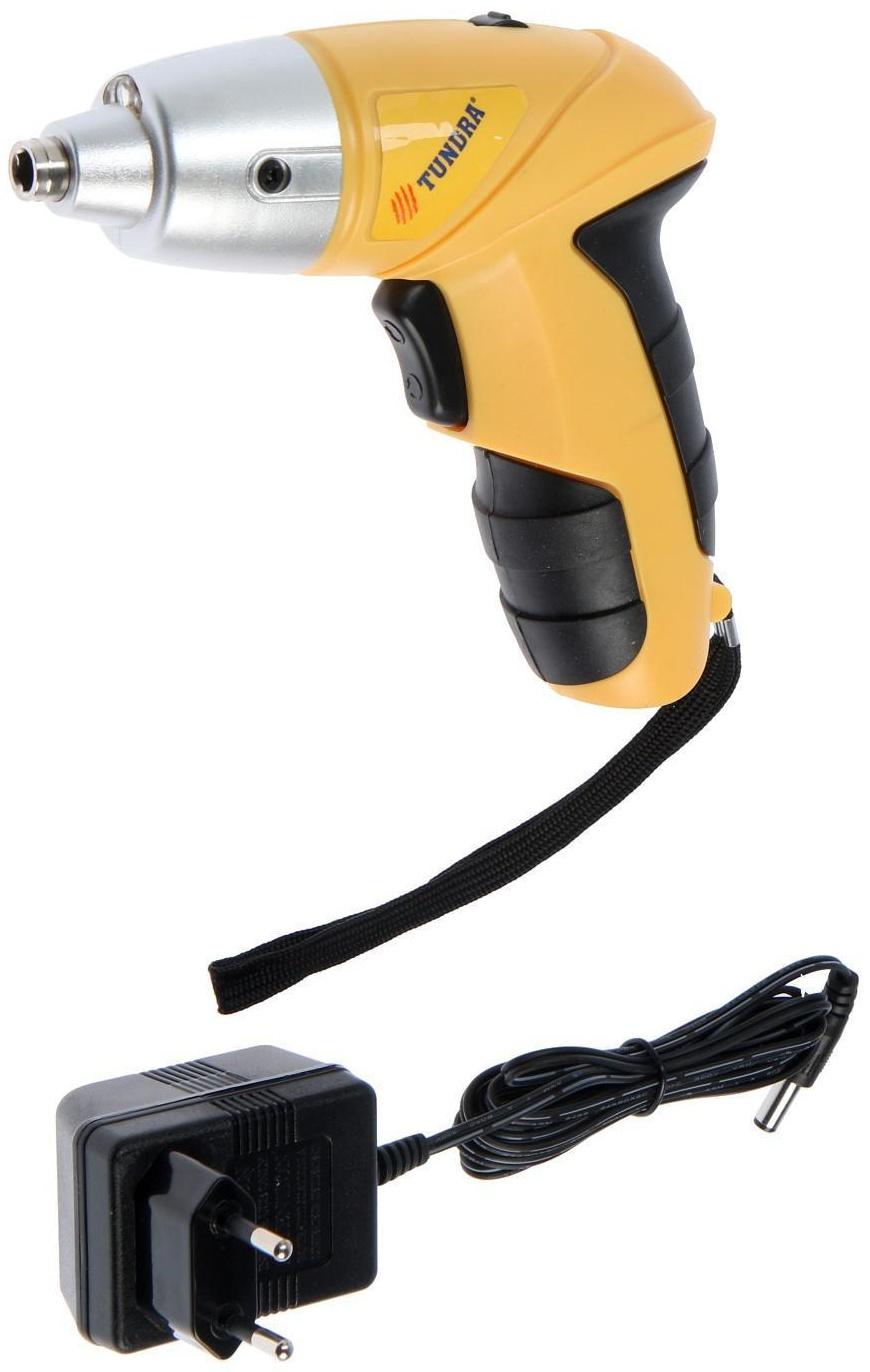 Отвертка ТУНДРА, Ni-Cd 600 mAh 3.6V, 180 об/мин, 2.5 Н*м