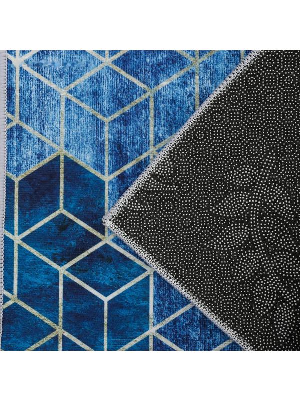 Набор ковриков для ванной и туалета Доляна «Галилео», 2 шт: 45×120, 40×60 см, цвет синий