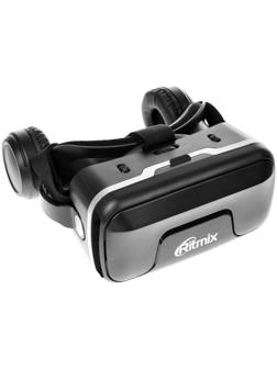 Очки виртуальной реальности Ritmix RVR-400, jack 3.5 мм, ширина смартфона до 80 мм, чёрные
