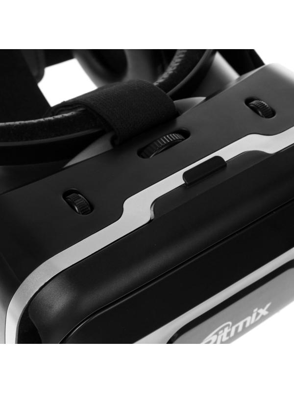 Очки виртуальной реальности Ritmix RVR-400, jack 3.5 мм, ширина смартфона до 80 мм, чёрные