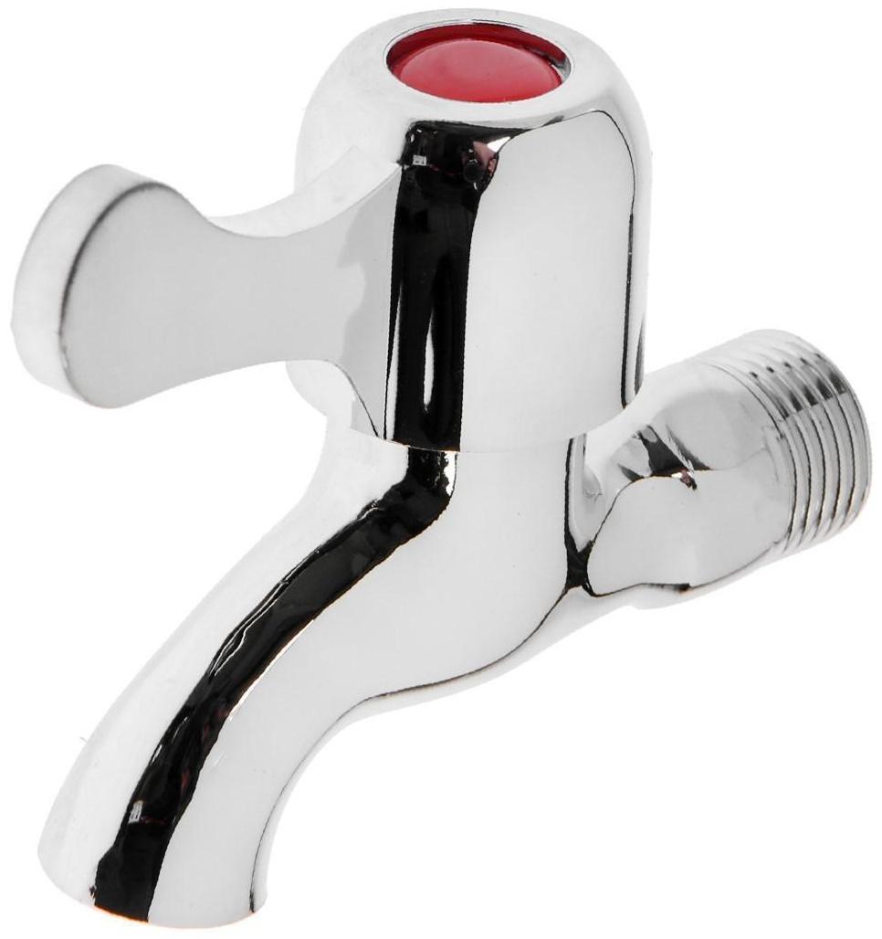 Кран водоразборный ZEIN Z2180, с плоской ручкой, цинк, кран-букса, хром