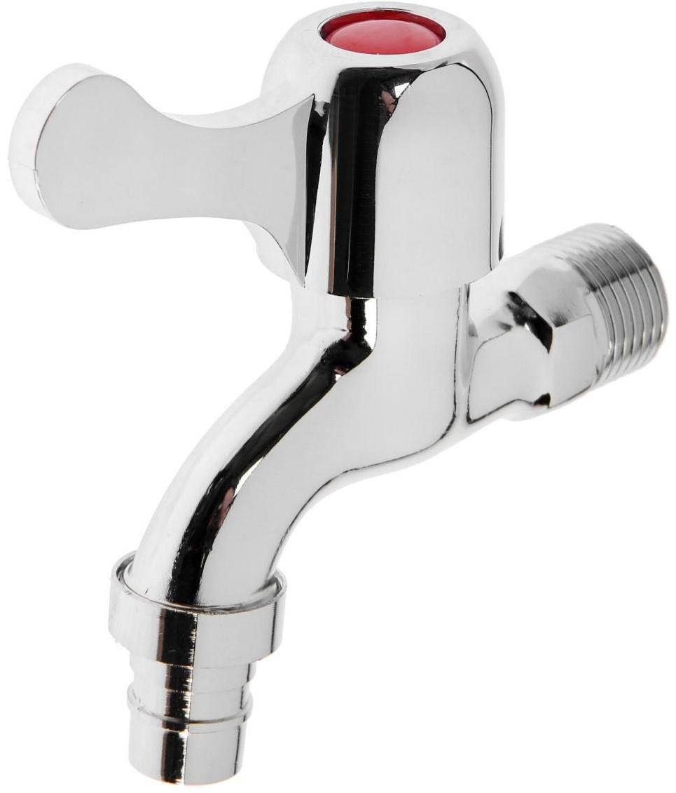 Кран водоразборный со штуцером ZEIN, с плоской ручкой, цинк, кран-букса, хром