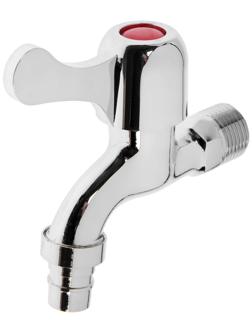 Кран водоразборный со штуцером ZEIN, с плоской ручкой, цинк, кран-букса, хром