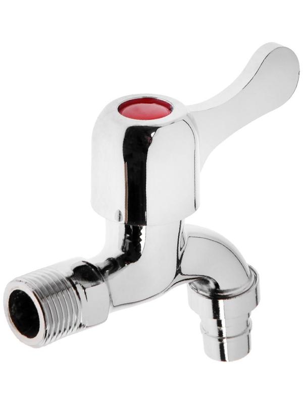 Кран водоразборный со штуцером ZEIN, с плоской ручкой, цинк, кран-букса, хром