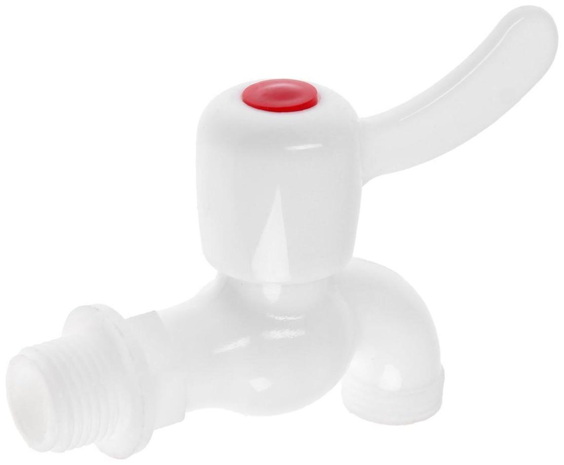 Кран водоразборный ZEIN, с плоской ручкой, PP, с шаровым механизмом, белый