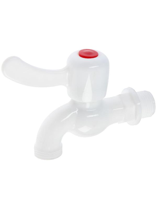 Кран водоразборный ZEIN, с плоской ручкой, PP, с шаровым механизмом, белый