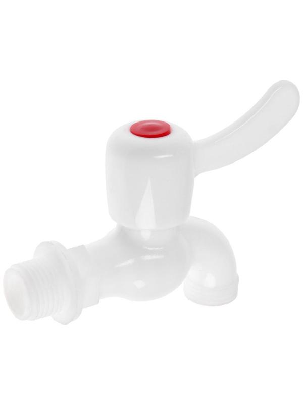 Кран водоразборный ZEIN, с плоской ручкой, PP, с шаровым механизмом, белый
