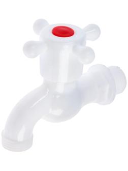 Кран водоразборный ZEIN Z2189, с крестовой ручкой, PP, с шаровым механизмом, белый