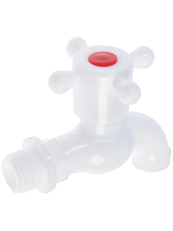 Кран водоразборный ZEIN Z2189, с крестовой ручкой, PP, с шаровым механизмом, белый