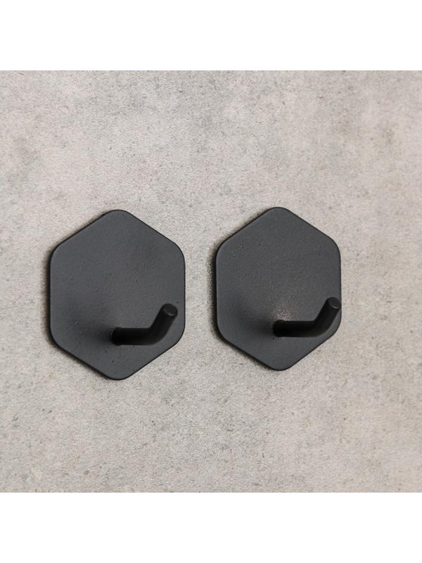 Набор крючков на липучке «Классика. Шестиугольник», 2 шт, металл, цвет чёрный