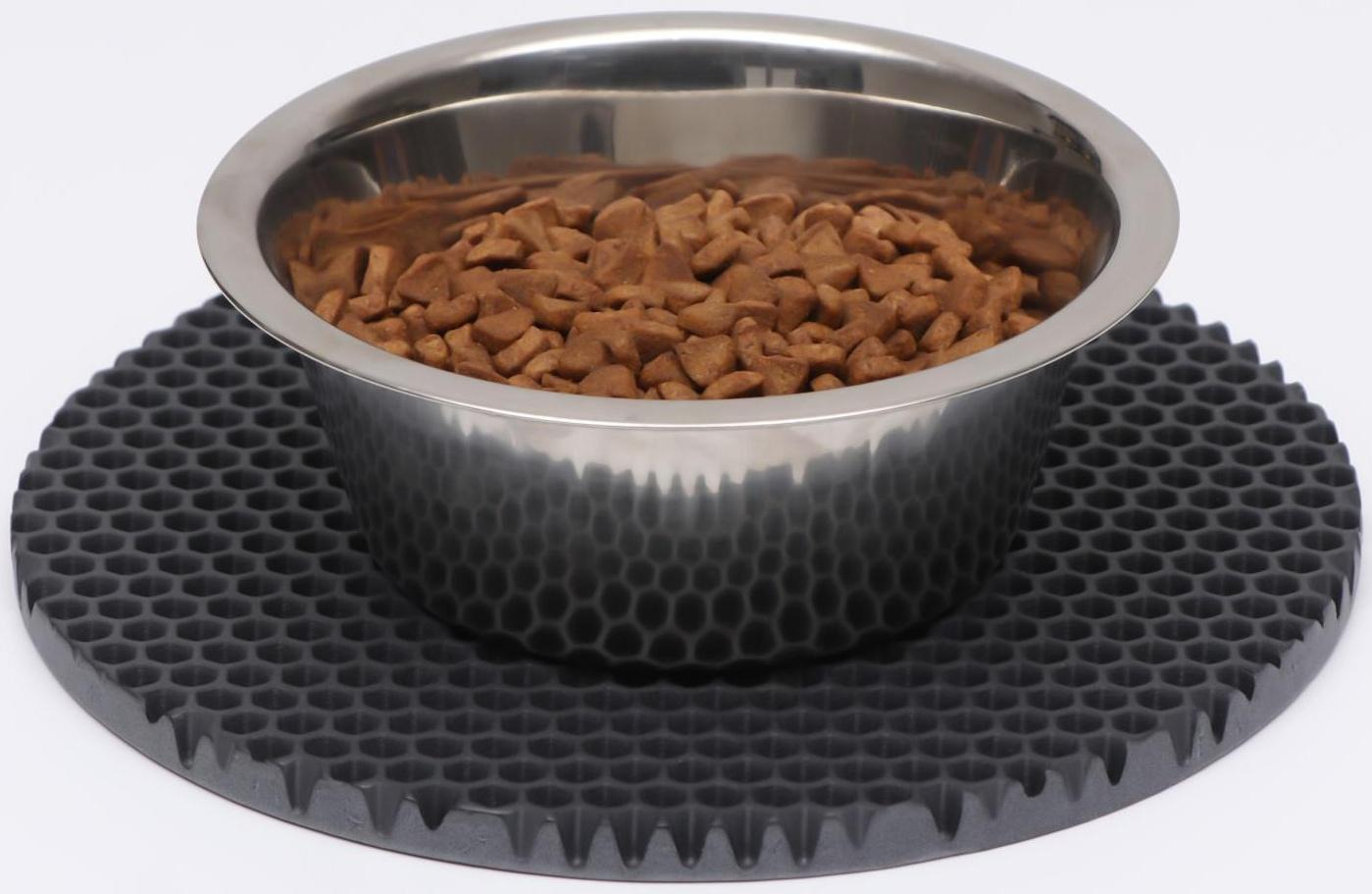 Коврик под миску, круглый, диаметр 24 см, серый