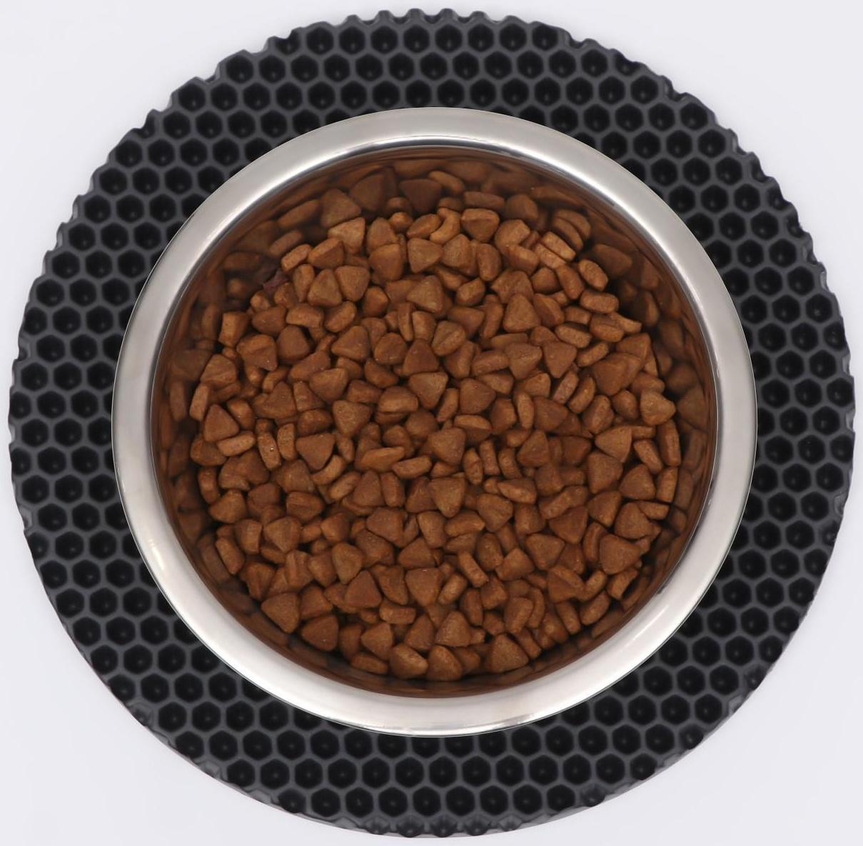 Коврик под миску, круглый, диаметр 24 см, серый