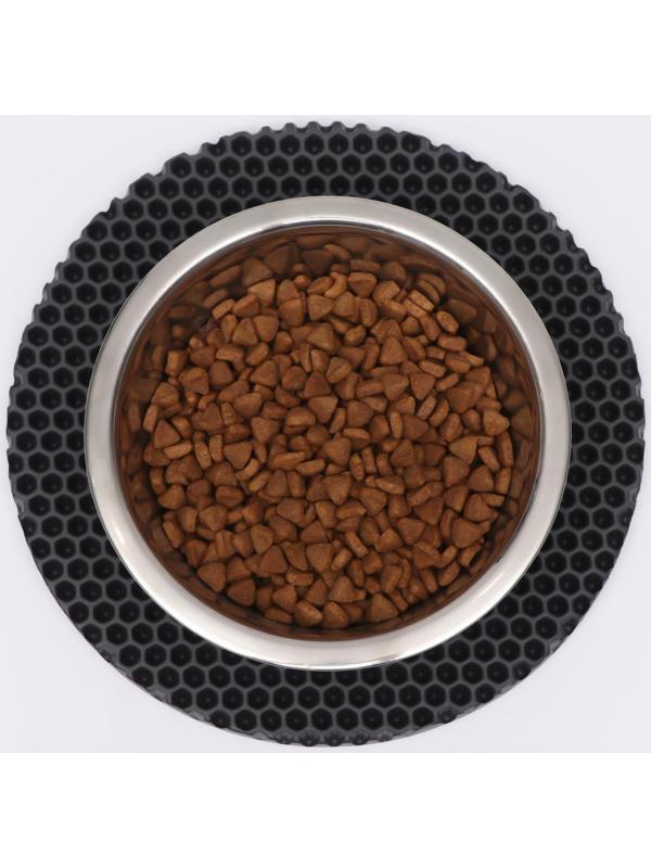 Коврик под миску, круглый, диаметр 24 см, серый