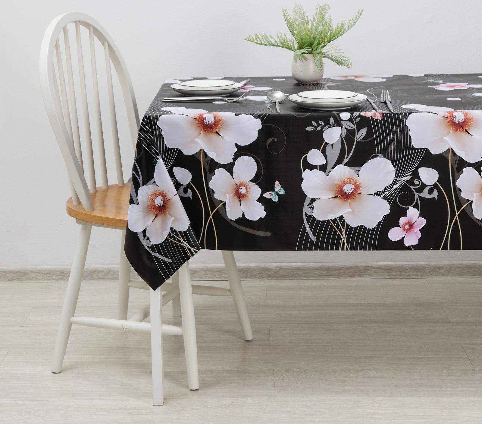 Клеёнка столовая на тканевой основе «Мелодия цветов», ширина 137 см, рулон 20 м