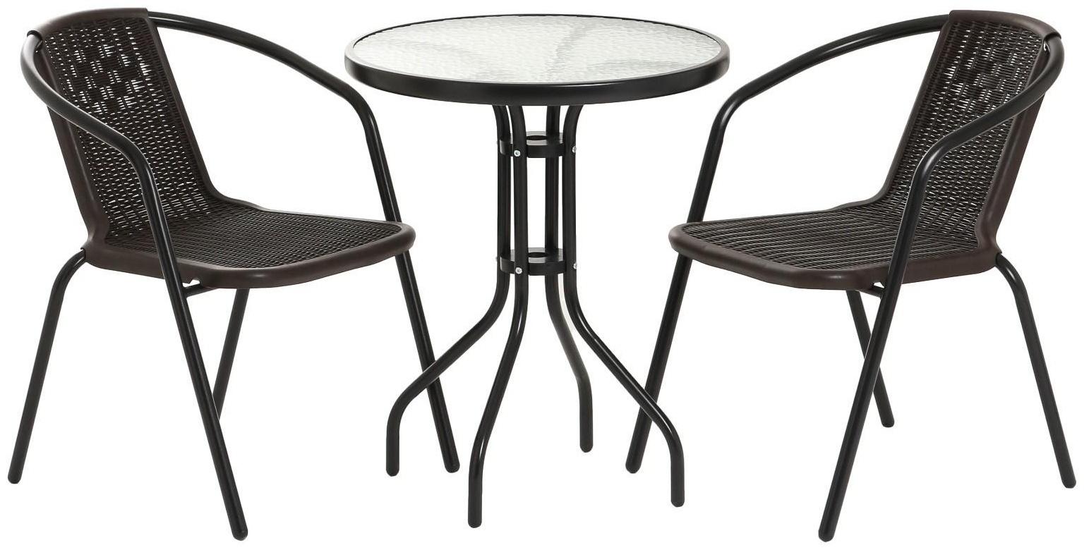 Набор садовой мебели (стол, 2 кресла), коричневый