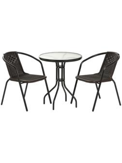 Набор садовой мебели (стол, 2 кресла), коричневый