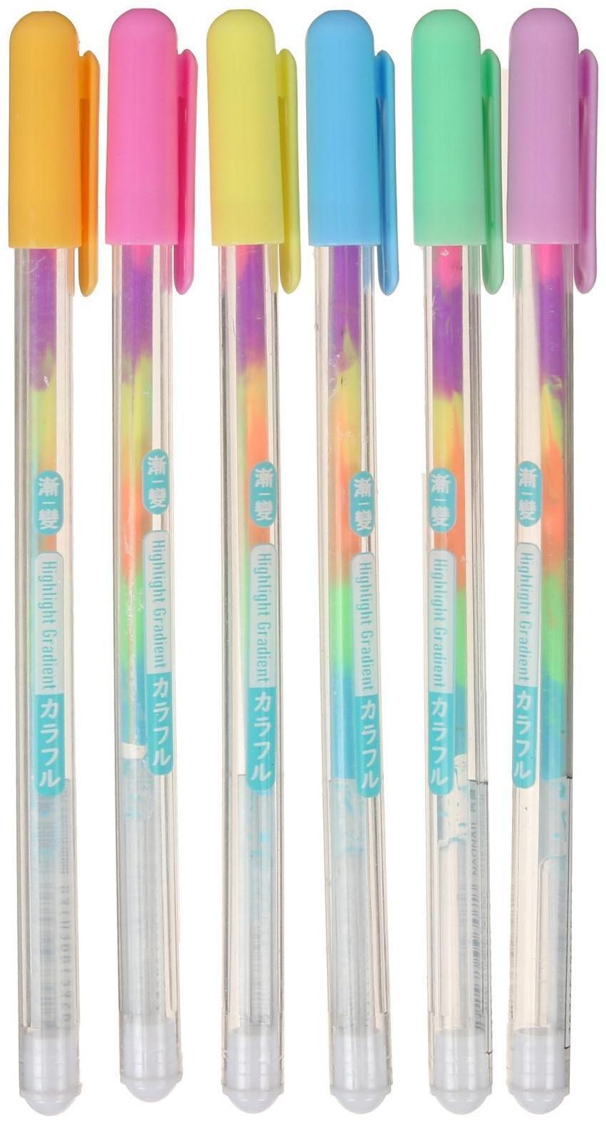 Набор гелевых ручек 6 цветов, разноцветные стержни пастельные, в блистере