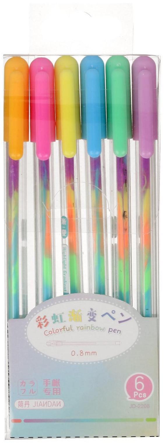 Набор гелевых ручек 6 цветов, разноцветные стержни пастельные, в блистере