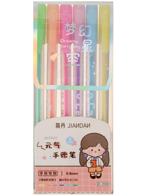 Набор гелевых ручек 6 цветов пастельные цвета в блистере