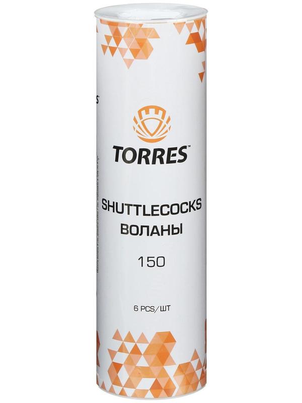 Воланы для бадминтона TORRES 150, 6 шт., цвет белый, средняя скорость