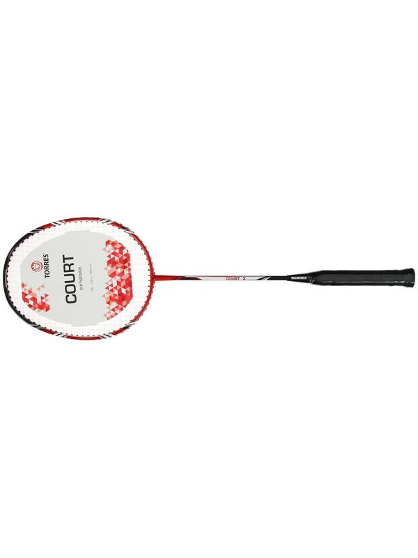 Ракетка бадминтона TORRES Court3, для начинающих, стальной стержень, алюминиевый обод, со струнами