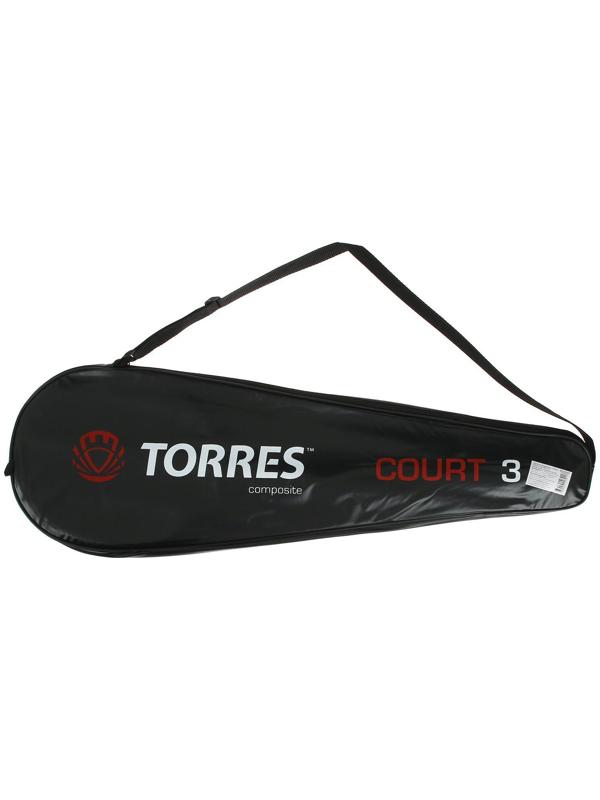 Ракетка бадминтона TORRES Court3, для начинающих, стальной стержень, алюминиевый обод, со струнами