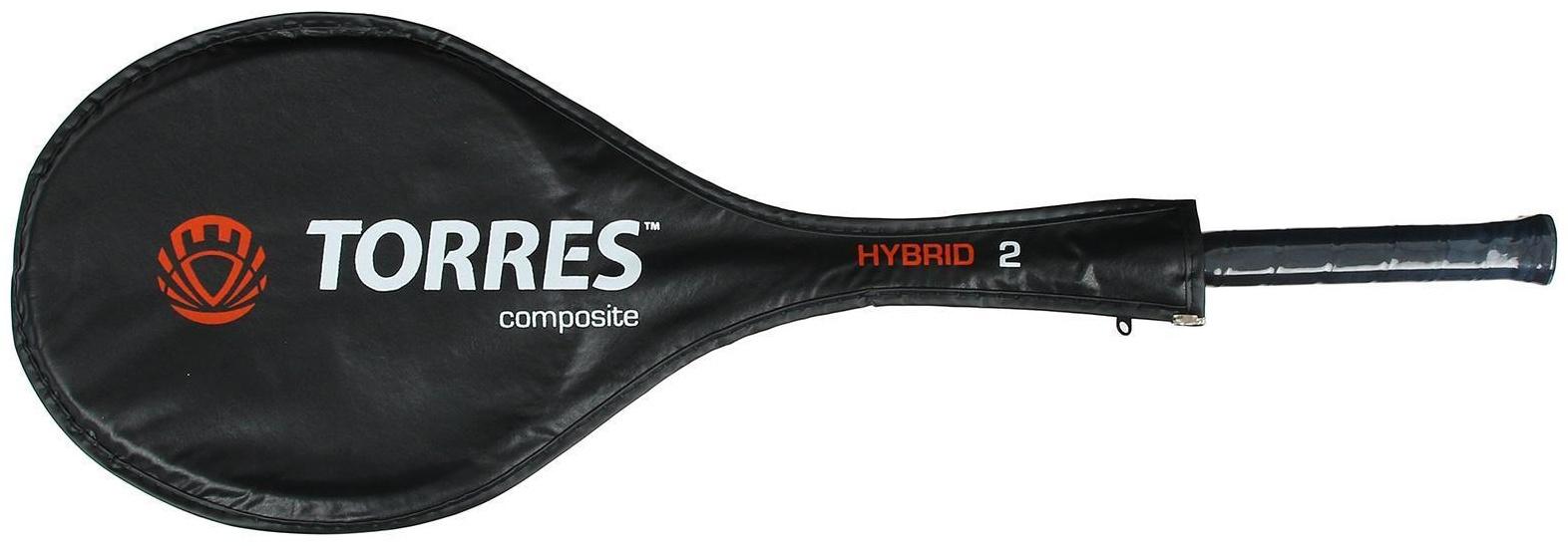 Ракетка бадминтона TORRES Hybrid2, для начинающих, стальной стержень, алюминиевый обод, со струнами