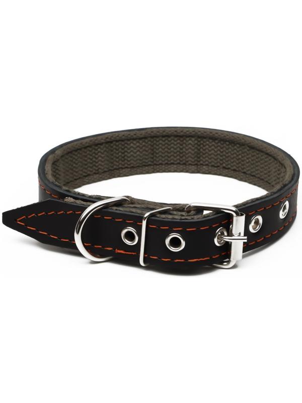Ошейник комбинированный кожа/брезент, 53 х 2.5 см, ОШ 35-45 см, чёрный