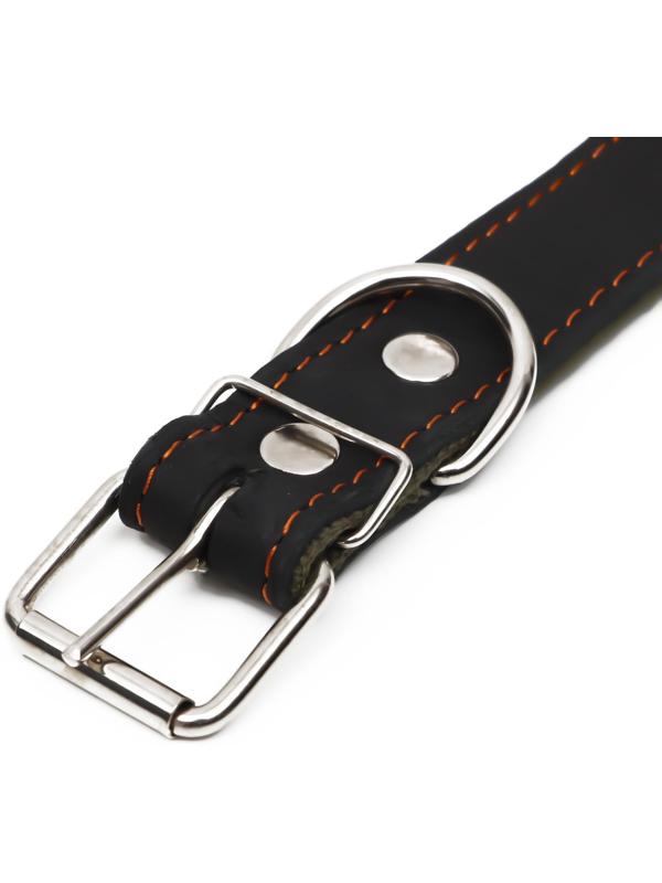 Ошейник комбинированный кожа/брезент, безразмерный, 70 х 3,5 см, ОШ 25-60 см, чёрный