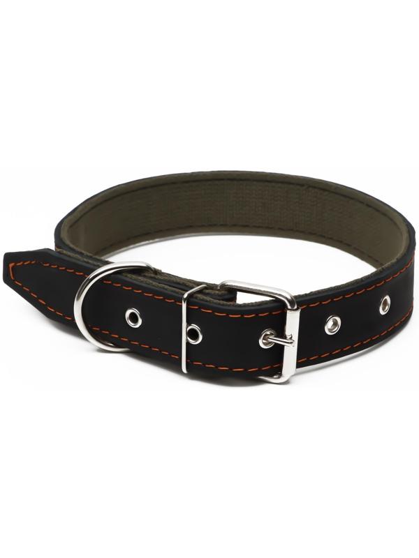 Ошейник комбинированный кожа/брезент, 69 х 3,5 см, ОШ 45-60 см, чёрный