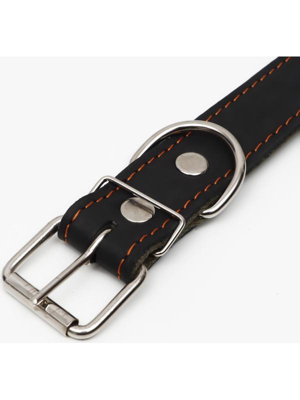 Ошейник комбинированный кожа/брезент, 69 х 3,5 см, ОШ 45-60 см, чёрный