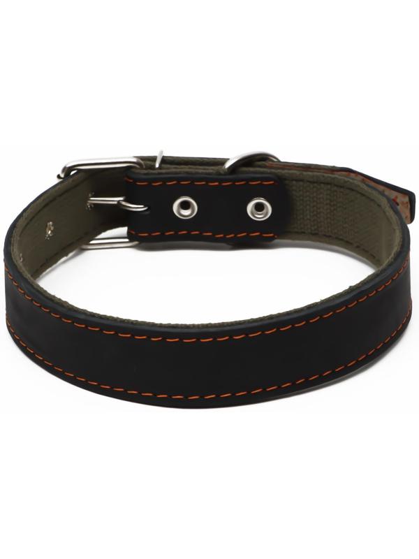 Ошейник комбинированный кожа/брезент, 69 х 3,5 см, ОШ 45-60 см, чёрный