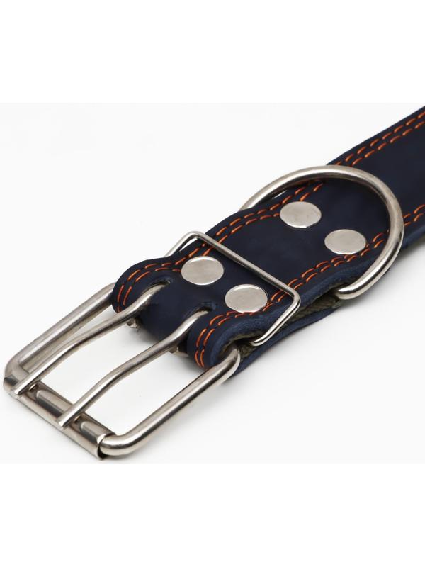 Ошейник комбинированный кожа/брезент, безразмерный, 83 х 4,5 см, ОШ 20-70 см, синий