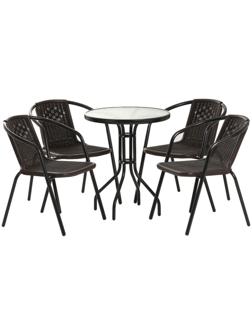 Набор садовой мебели (стол, 4 кресла), коричневый