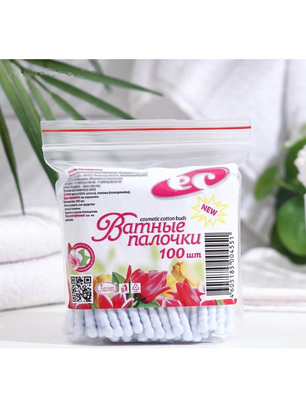 Ватные палочки косметические со спиралевидным намотом по 100 шт п/э пакет, микс