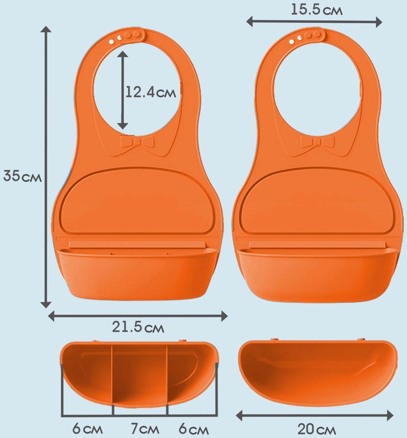 Нагрудник для кормления пластиковый с карманом-контейнером, цвет оранжевый